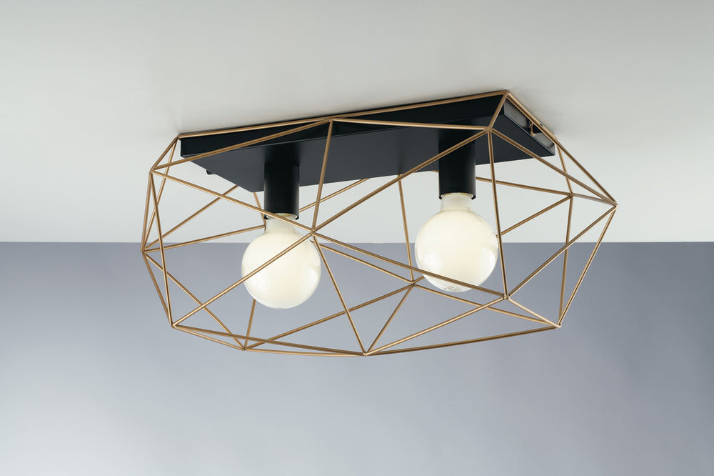 PLAFONIERA ABRAXAS NERA/ORO 2XE27 40X18,5X26,5CM