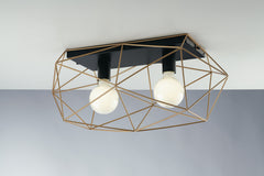 PLAFONIERA ABRAXAS NERA/ORO 2XE27 40X18,5X26,5CM