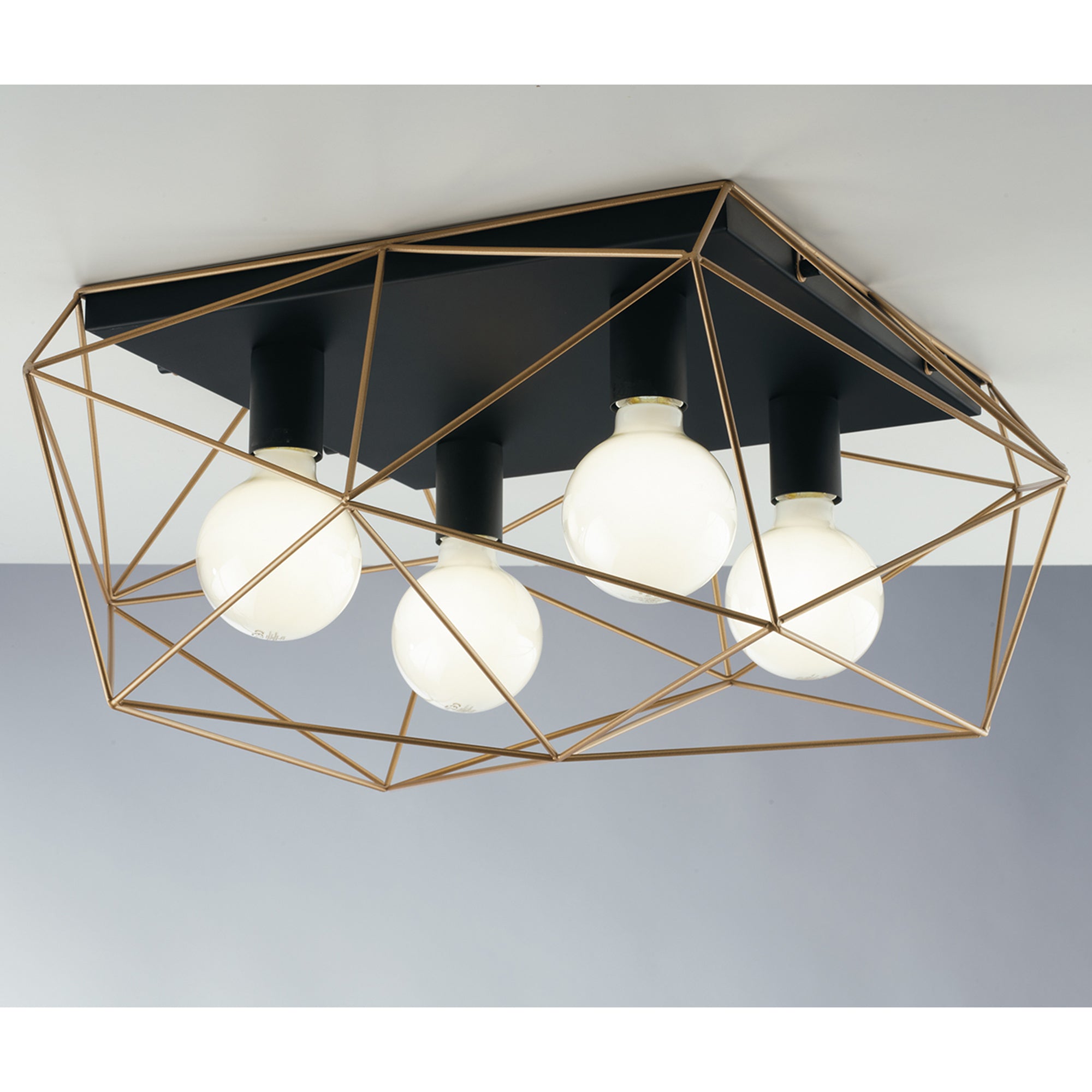 PLAFONIERA ABRAXAS NERA/ORO 4XE27 41,7X40X26,5CM