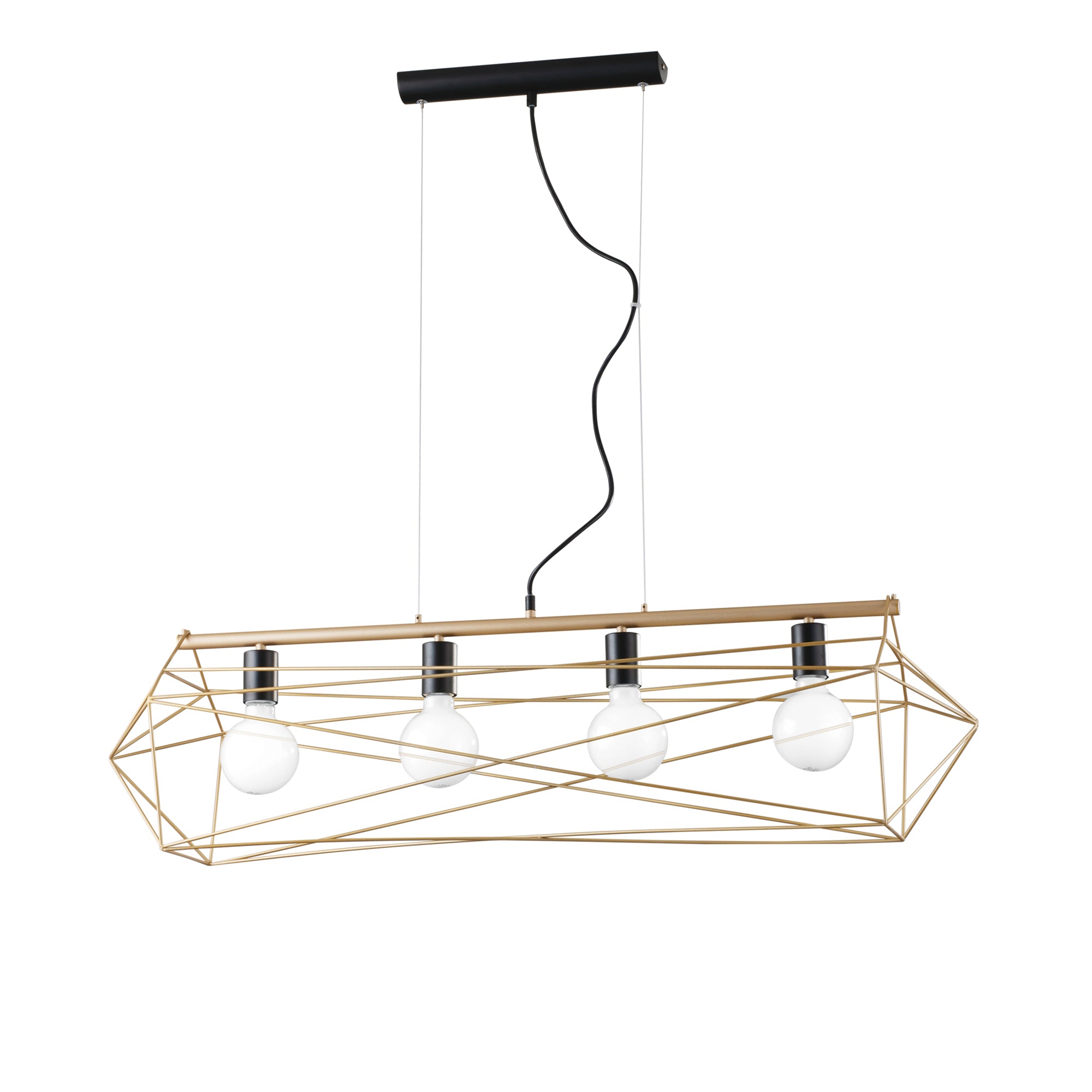 SOSPENSIONE ABRAXAS NERA/ORO 4XE27 106X29,5X150CM