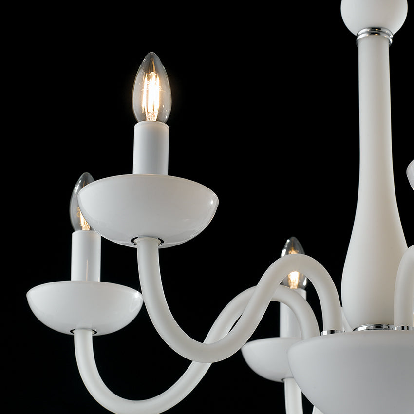 LAMPADARIO ALFIERE BIANCO/CROMO 6XE14 74X178CM