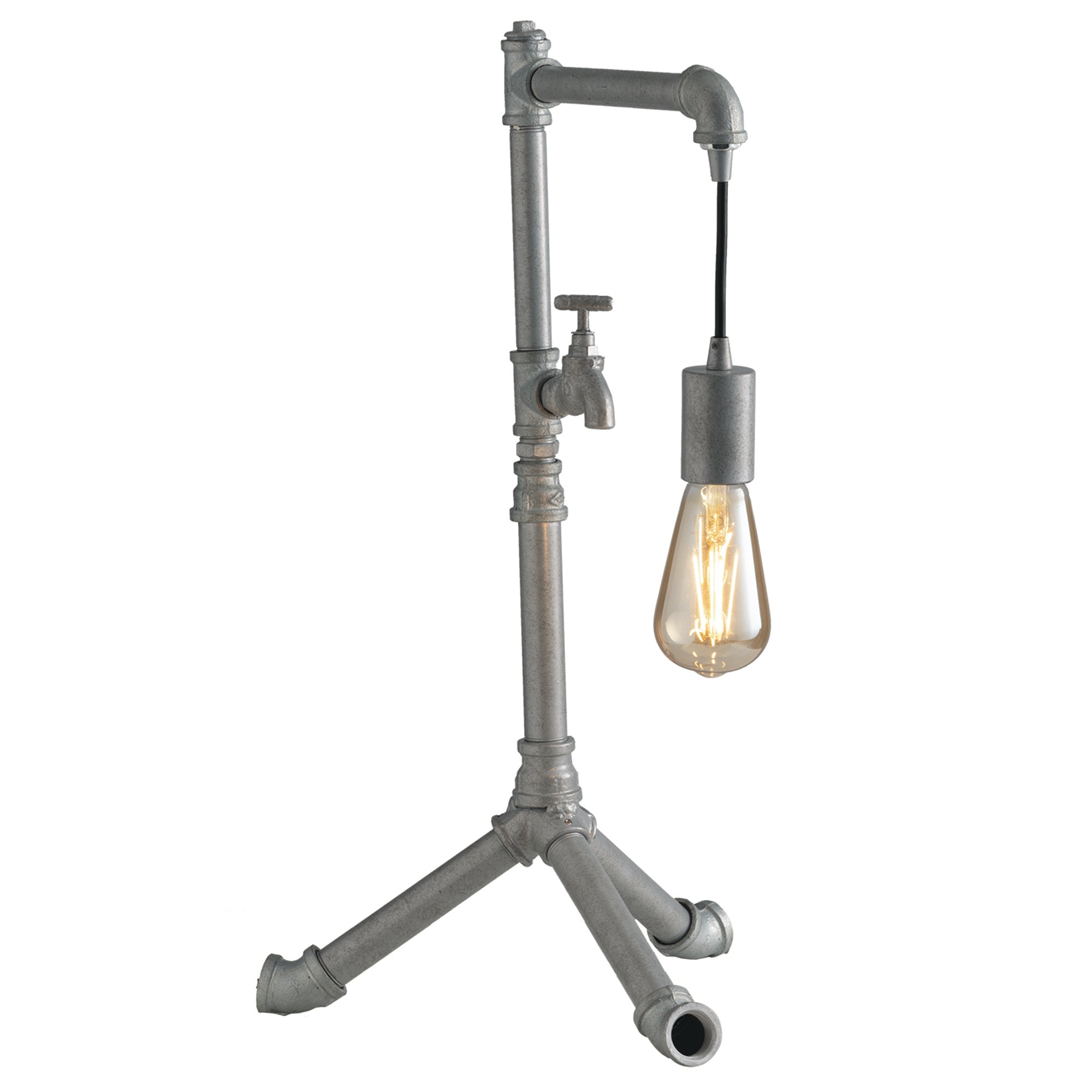 "Lampada da tavolo AMARCORD in metallo zincato invecchiato"