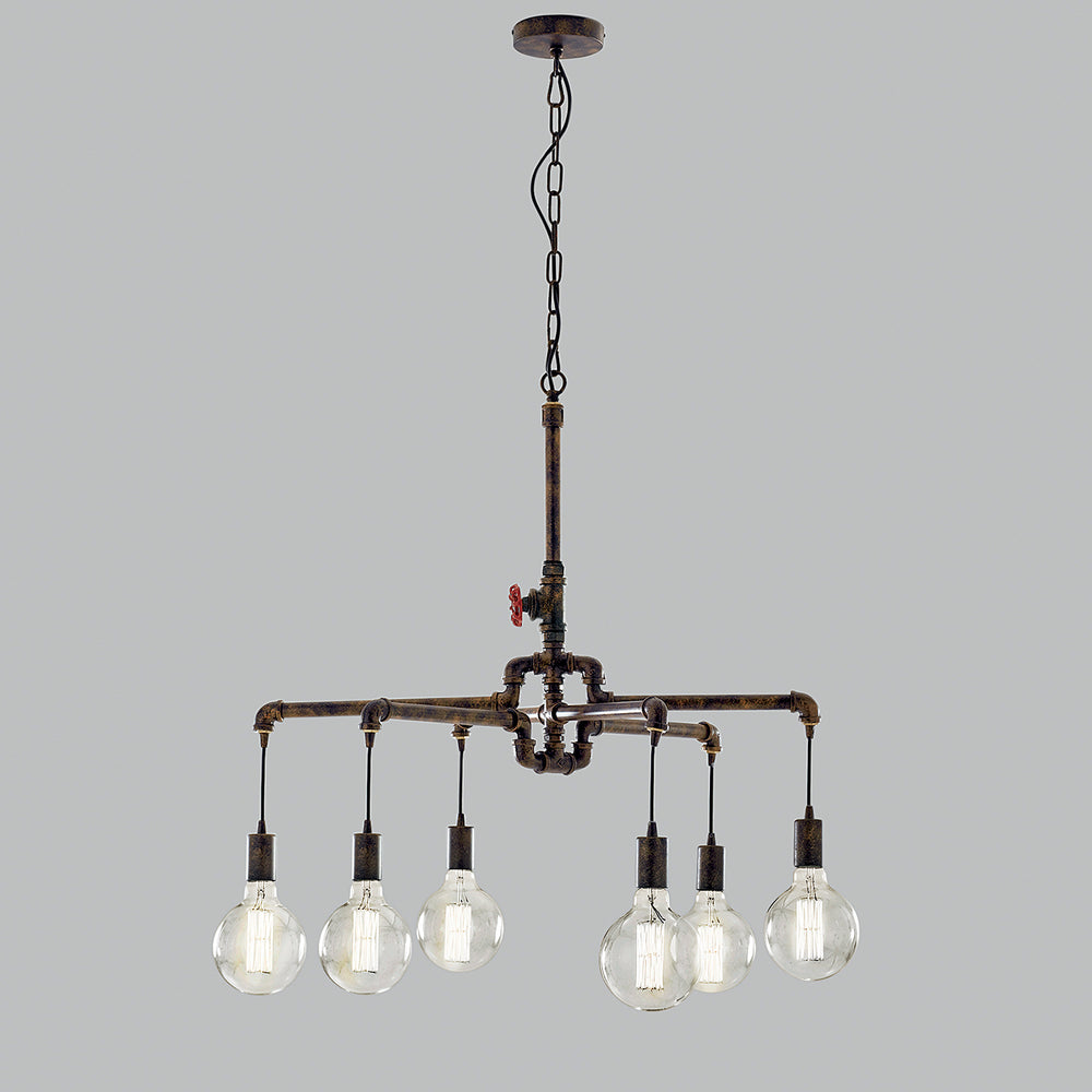 SOSPENSIONE AMARCORD RUGGINE 6XE27 71X146CM