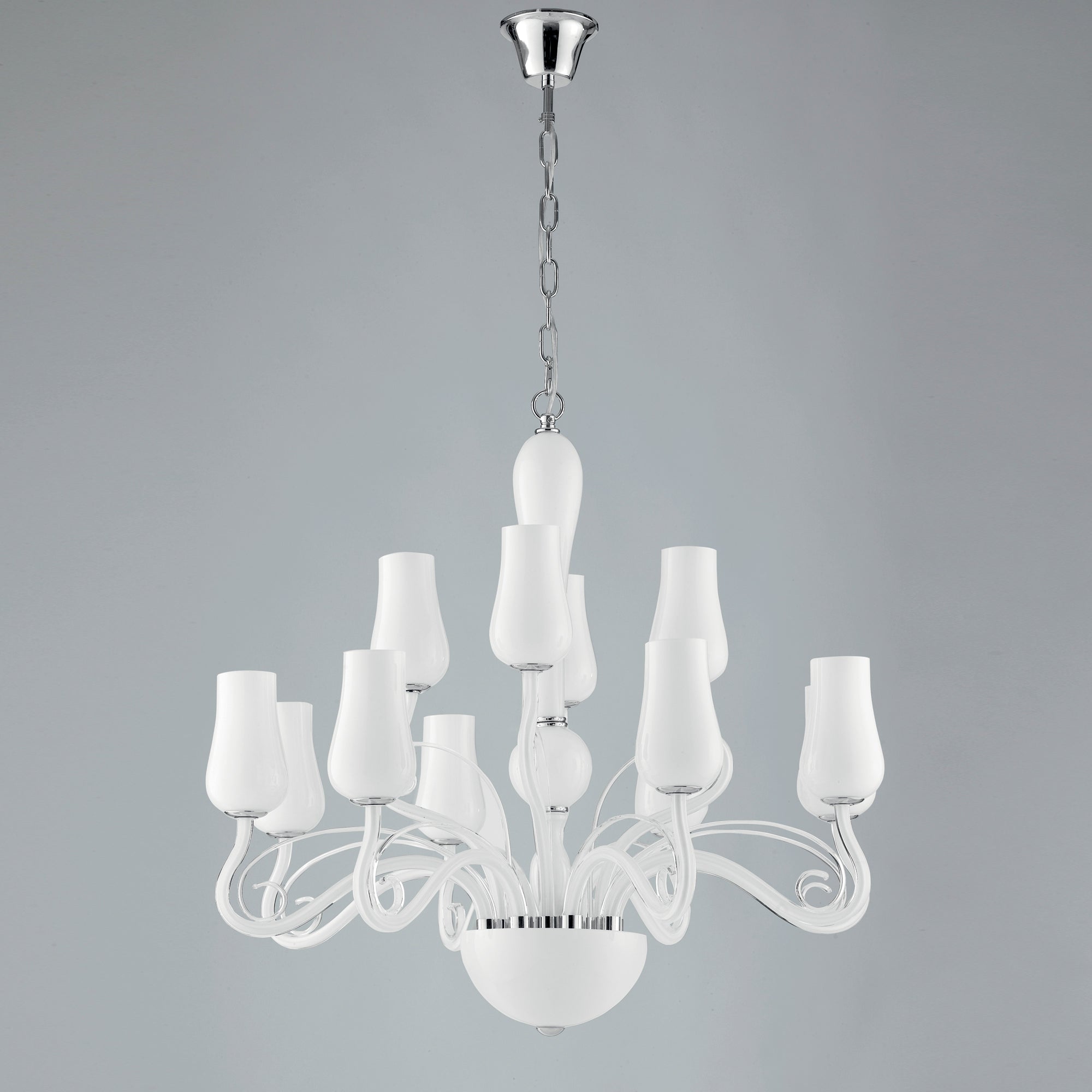 LAMPADARIO ANGEL BIANCO/CROMO 12XE14 80X140CM
