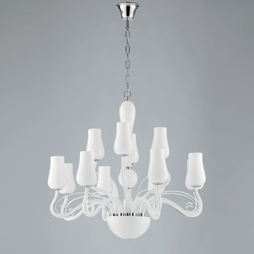 LAMPADARIO ANGEL BIANCO/CROMO 12XE14 80X140CM