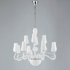 LAMPADARIO ANGEL BIANCO/CROMO 12XE14 80X140CM