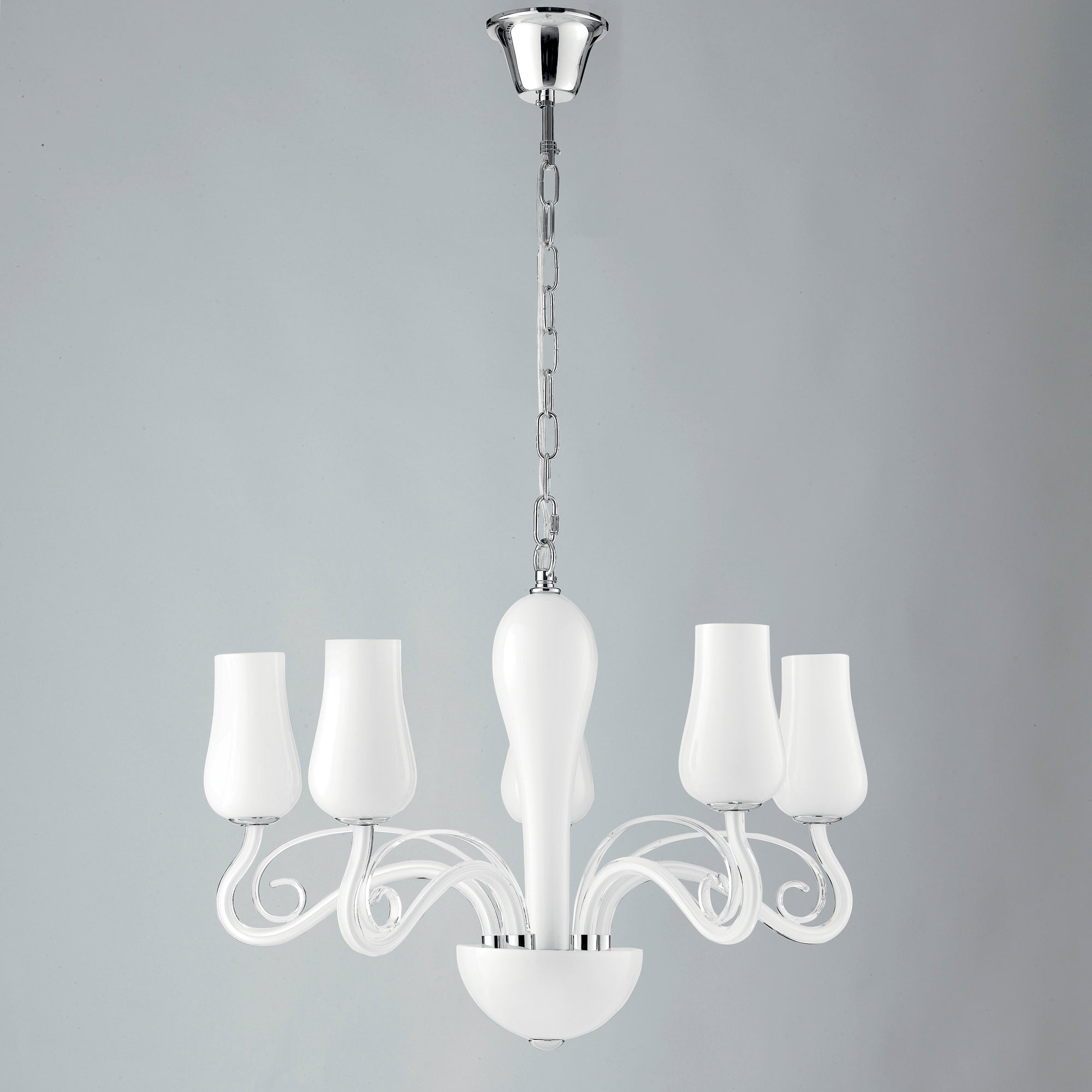 LAMPADARIO ANGEL BIANCO/CROMO 5XE14 64X120CM
