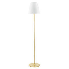 "Piantana ARES con struttura in metallo oro e diffusore vetro bianco 159,5cm. 28cm Ø."