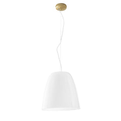 "Sospensione ARES in metallo oro con diffusore in vetro bianco 35"