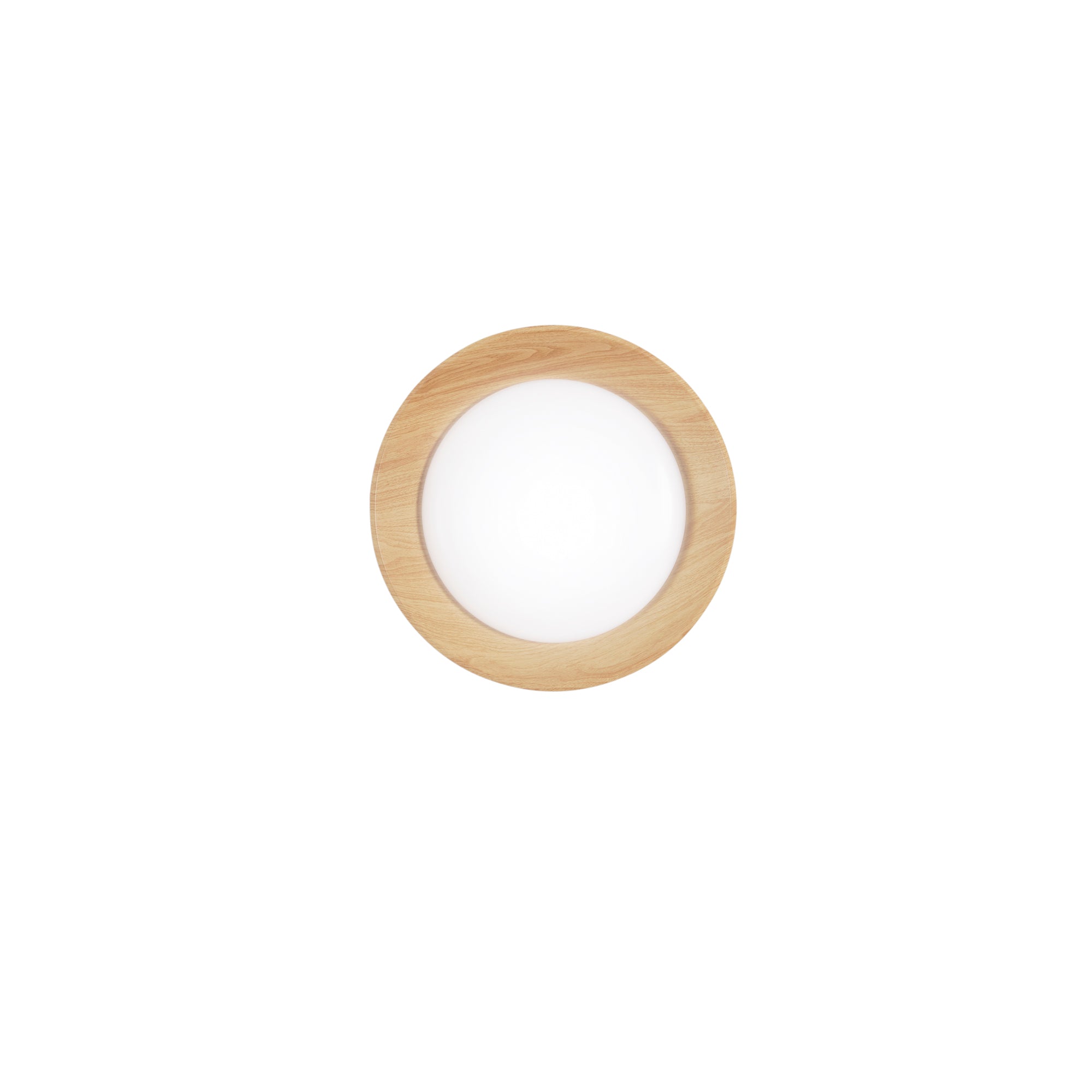 "Plafoniera LED ARKA in metallo bianco e legno - CCT - 40 cm. Ø"