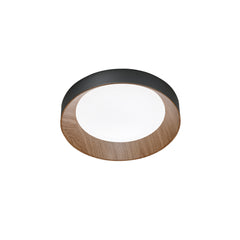 "Plafoniera LED ARKA in metallo nero e legno - CCT - 40 cm. Ø"