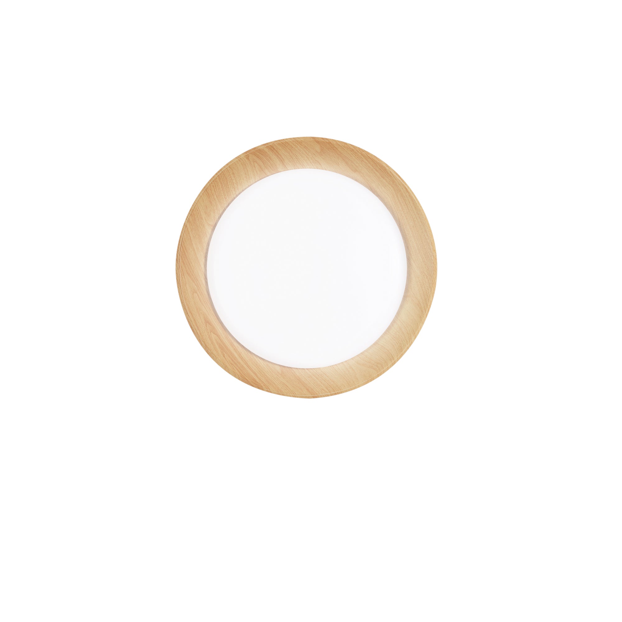"Plafoniera LED ARKA in metallo bianco e legno - CCT - 50 cm. Ø"