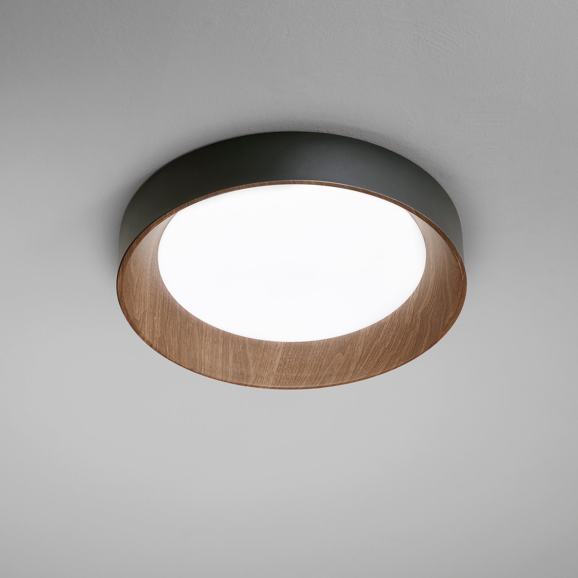 PLAFONIERA LED ARKA NERA/LEGNO 36W 5000LM CCT 3000-4000-6500K 50X50X8,5CM
