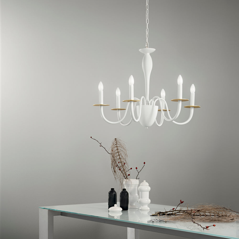 LAMPADARIO ARMSTRONG BIANCO/ORO 6XE14 78X150CM