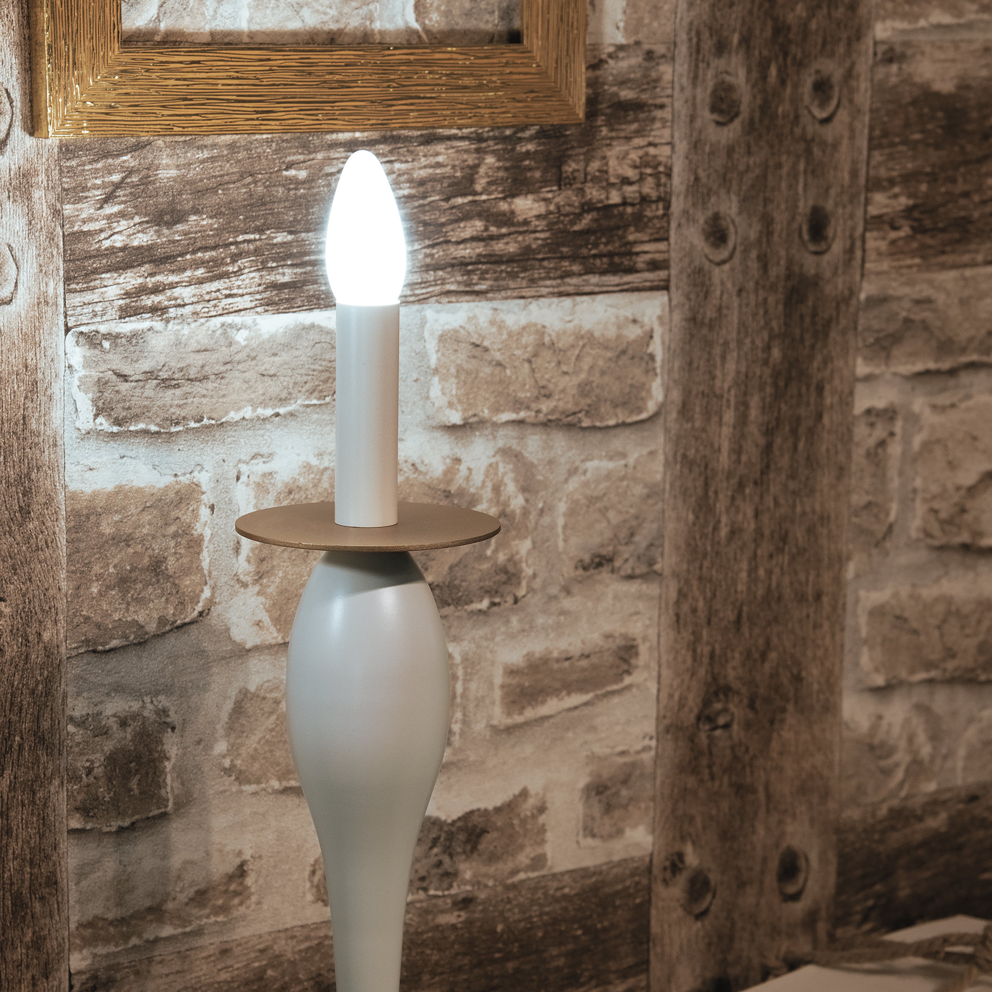LUME ARMSTRONG BIANCO/ORO 1XE14 18X45CM