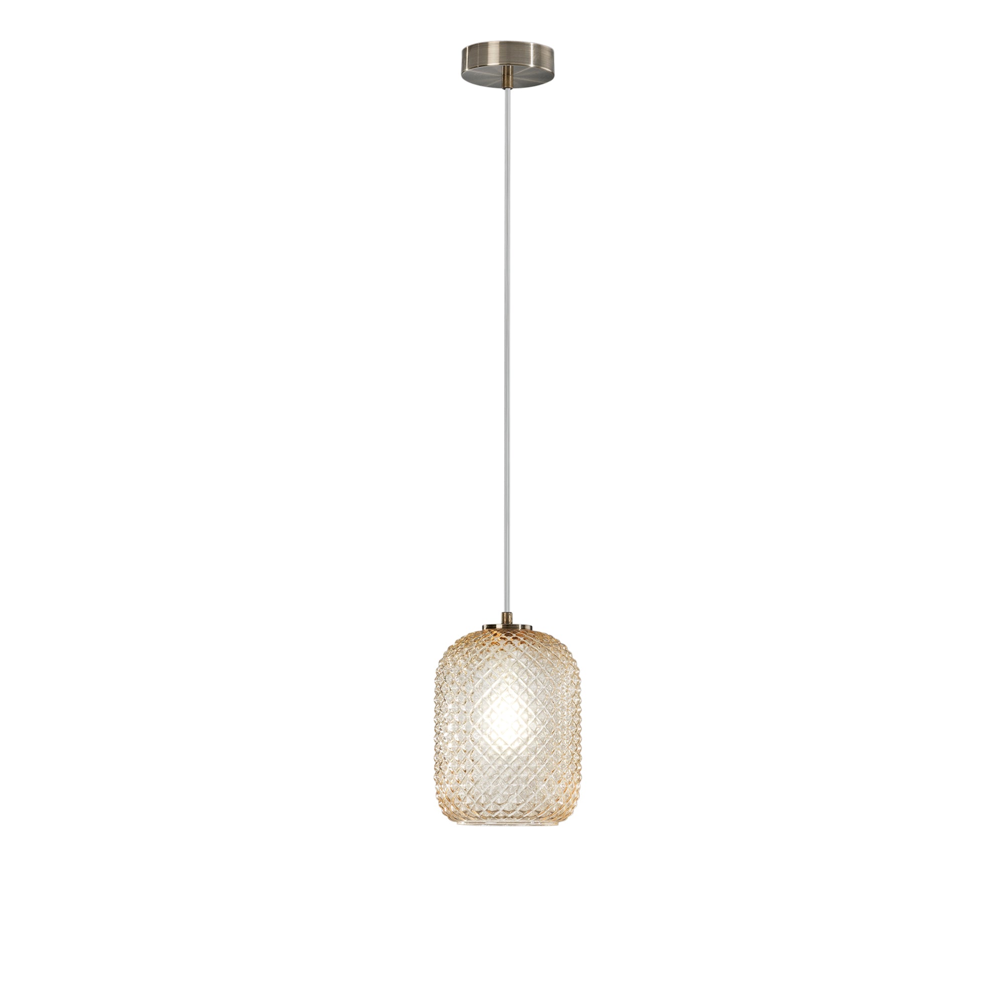 "Sospensione ASHFORD in vetro ambrato 150x15 cm. Ø"