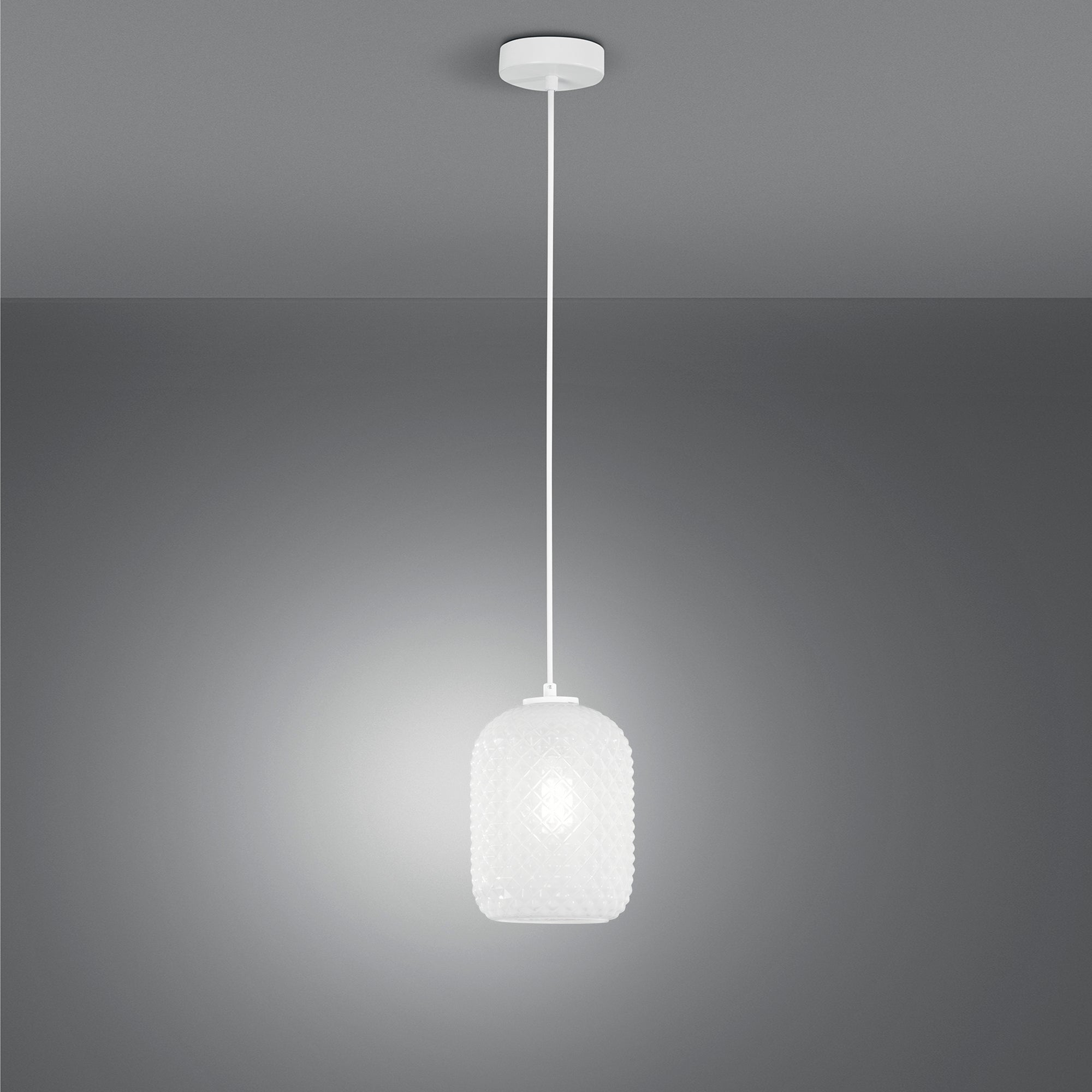 SOSPENSIONE ASHFORD OVALE BIANCA 1XE27 15X150CM