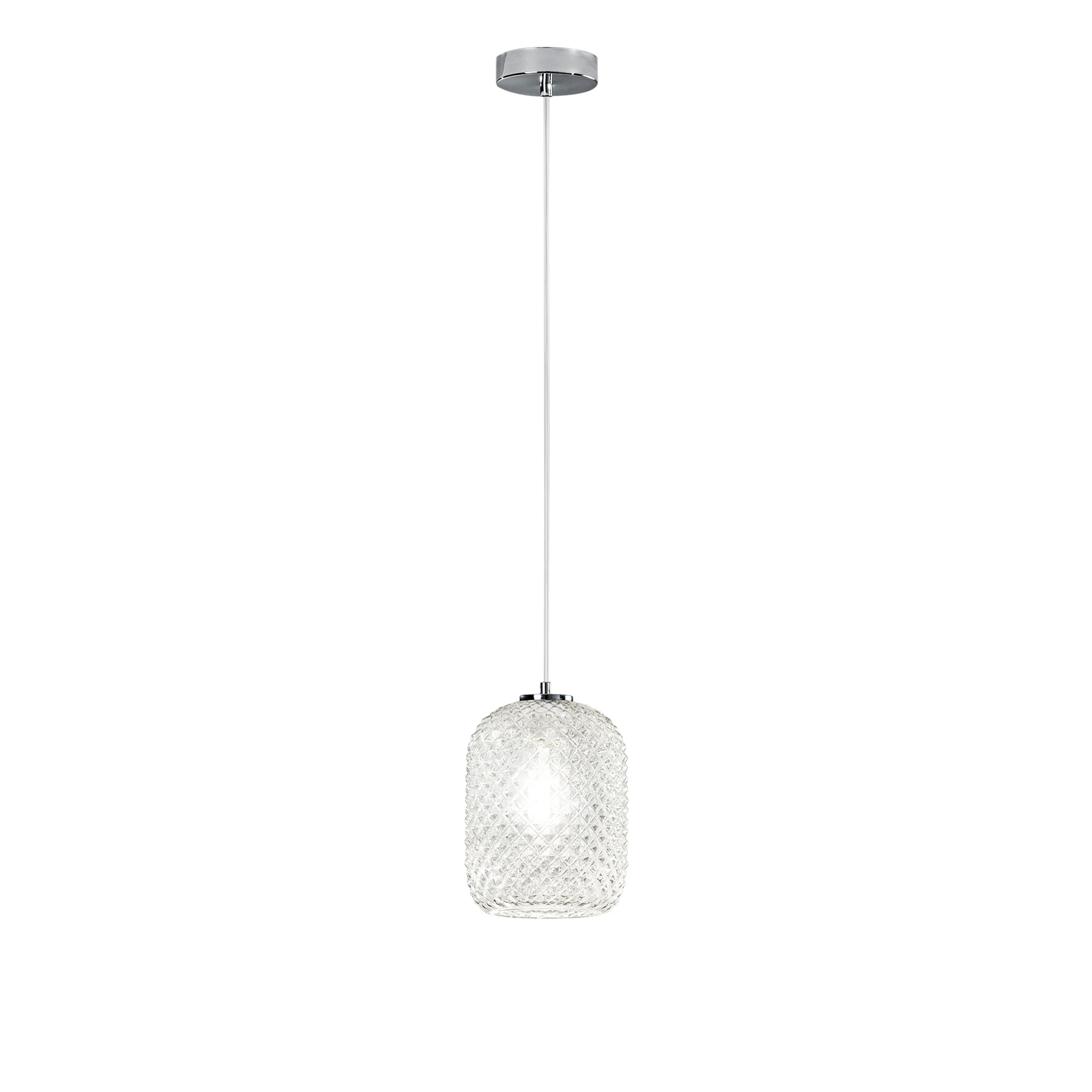 "Sospensione ASHFORD in vetro trasparente 150x15 cm. Ø"