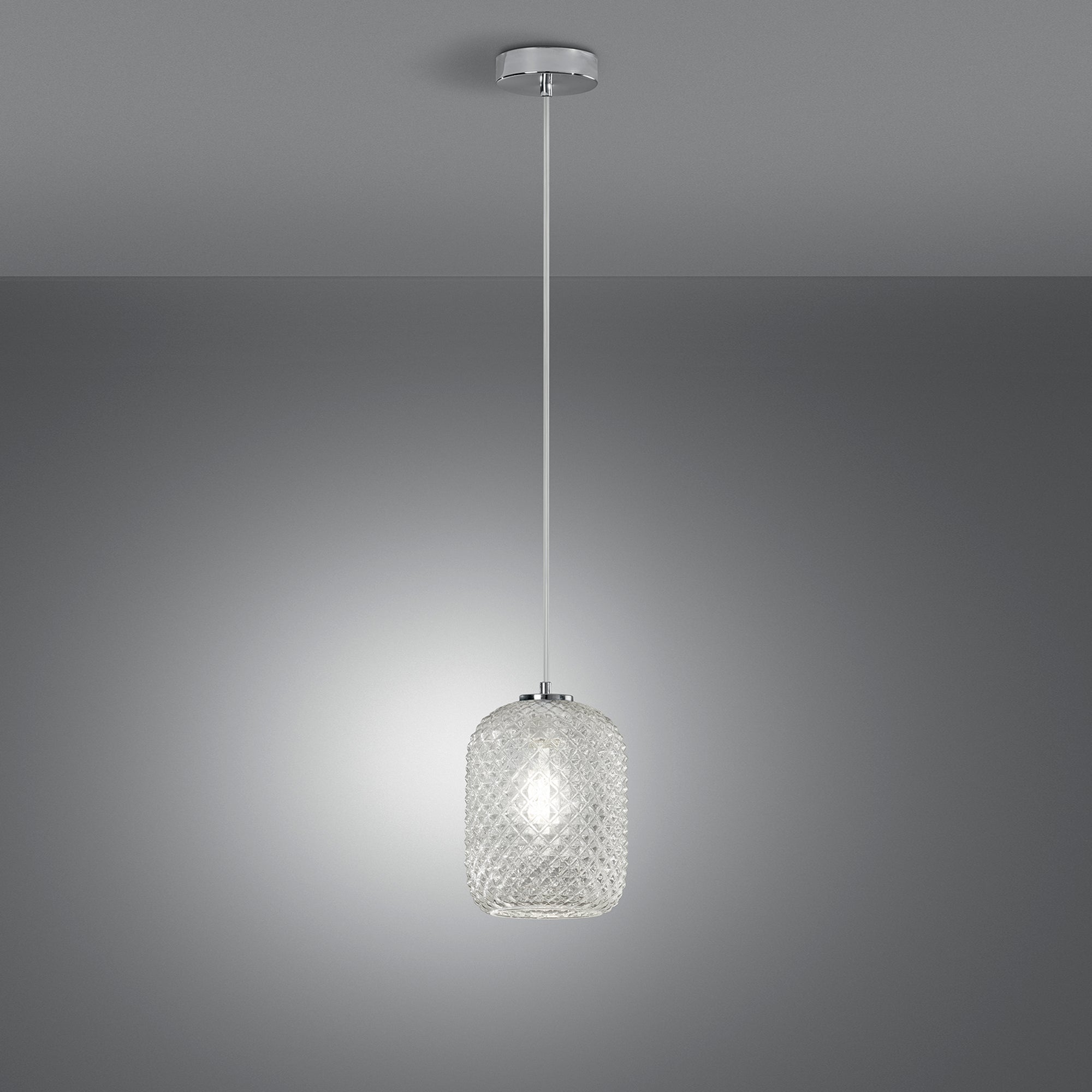 SOSPENSIONE ASHFORD OVALE TRASPARENTE 1XE27 15X150CM