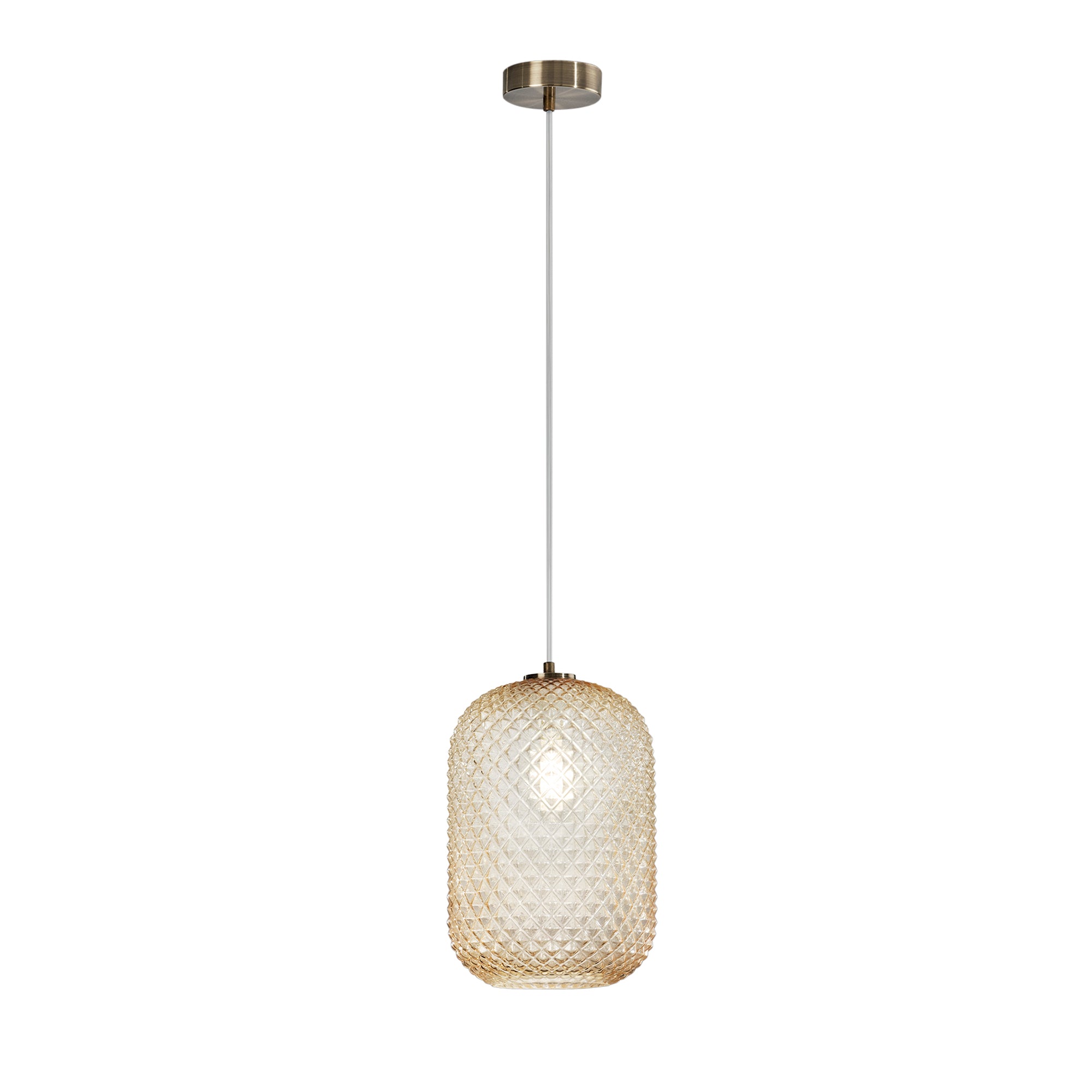SOSPENSIONE ASHFORD OVALE AMBRA 1XE27 20X150CM