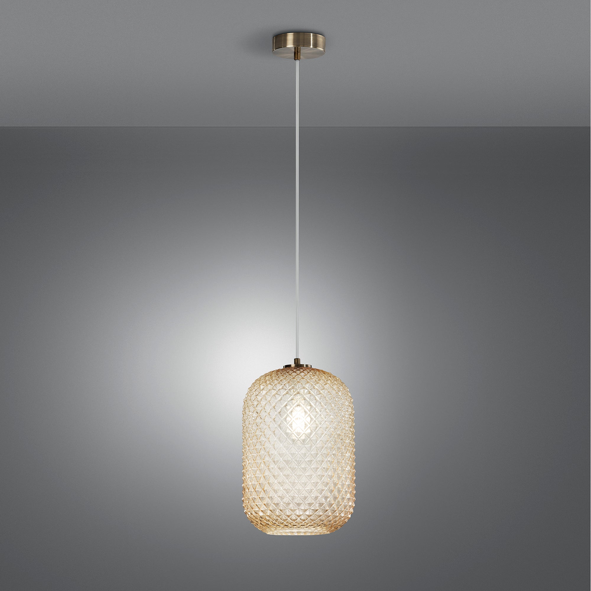 SOSPENSIONE ASHFORD OVALE AMBRA 1XE27 20X150CM