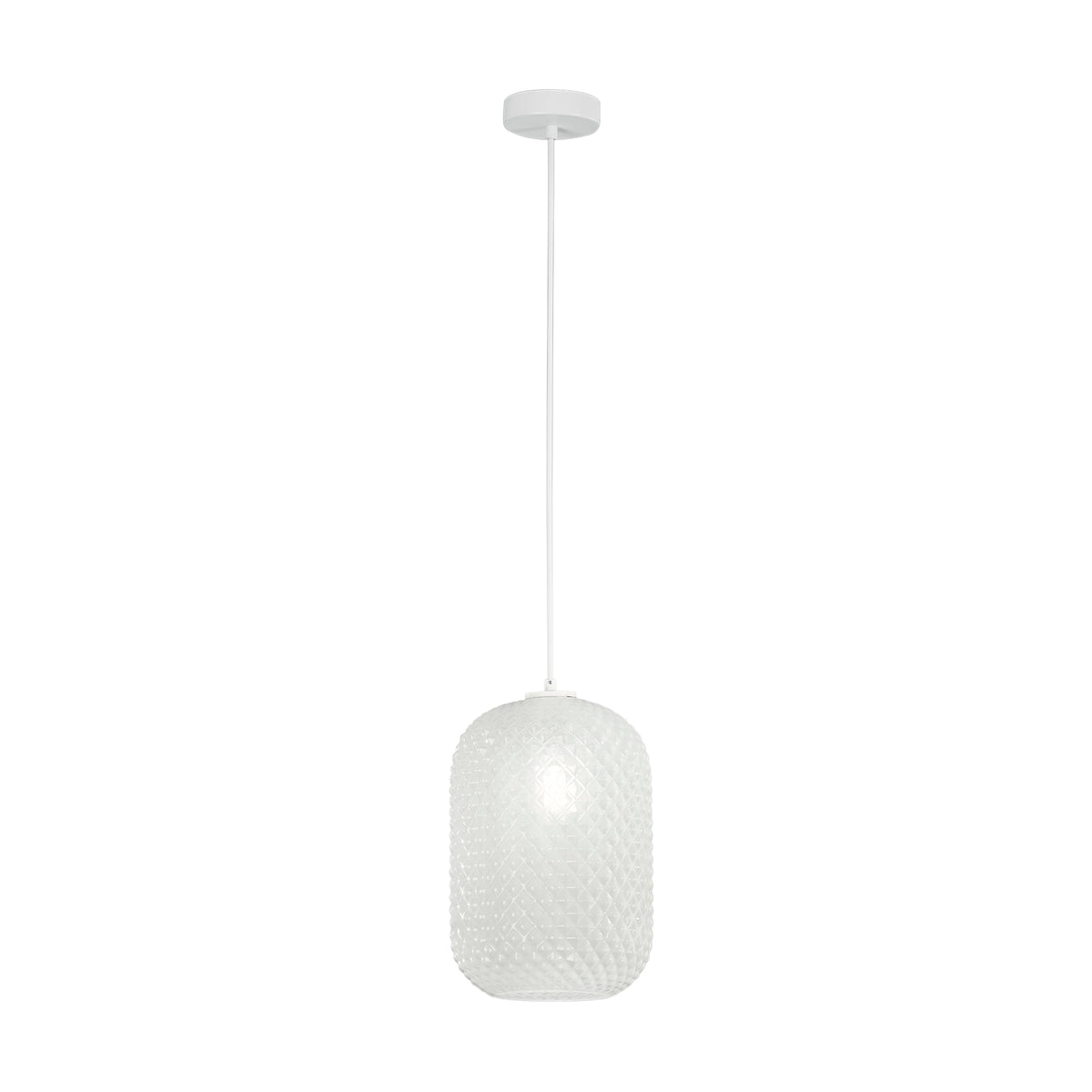 "Sospensione ASHFORD in vetro bianco 150x20 cm. Ø"