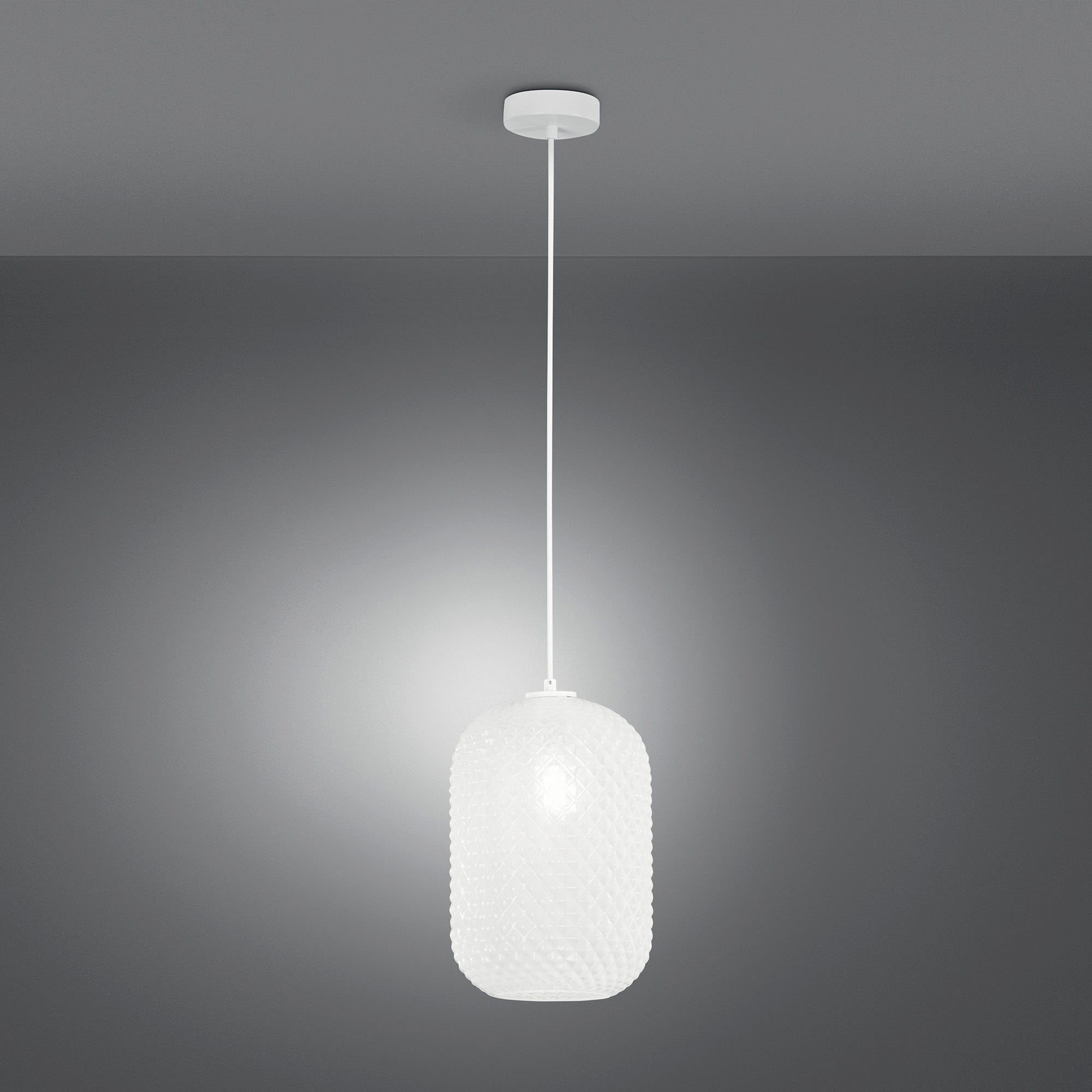 SOSPENSIONE ASHFORD OVALE BIANCA 1XE27 20X150CM