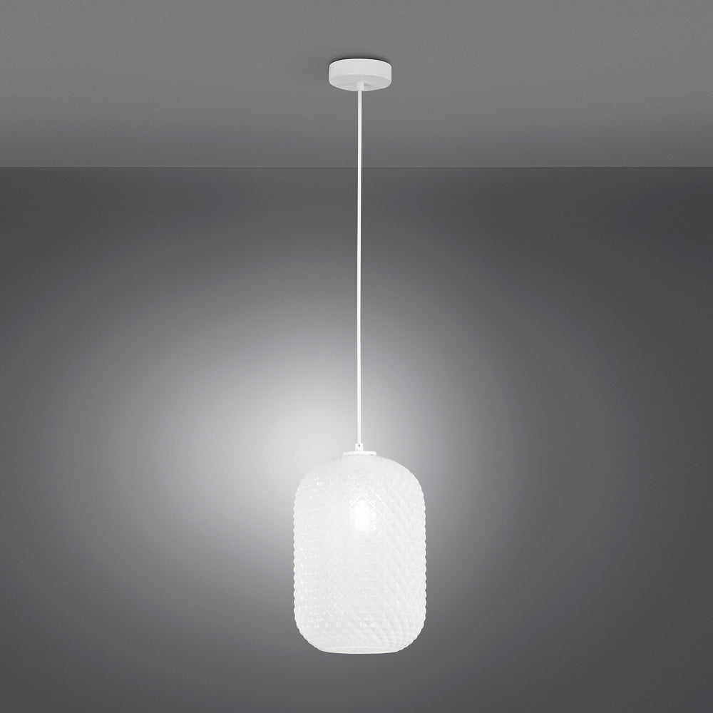 SOSPENSIONE ASHFORD OVALE BIANCA 1XE27 20X150CM