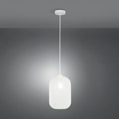 SOSPENSIONE ASHFORD OVALE BIANCA 1XE27 20X150CM