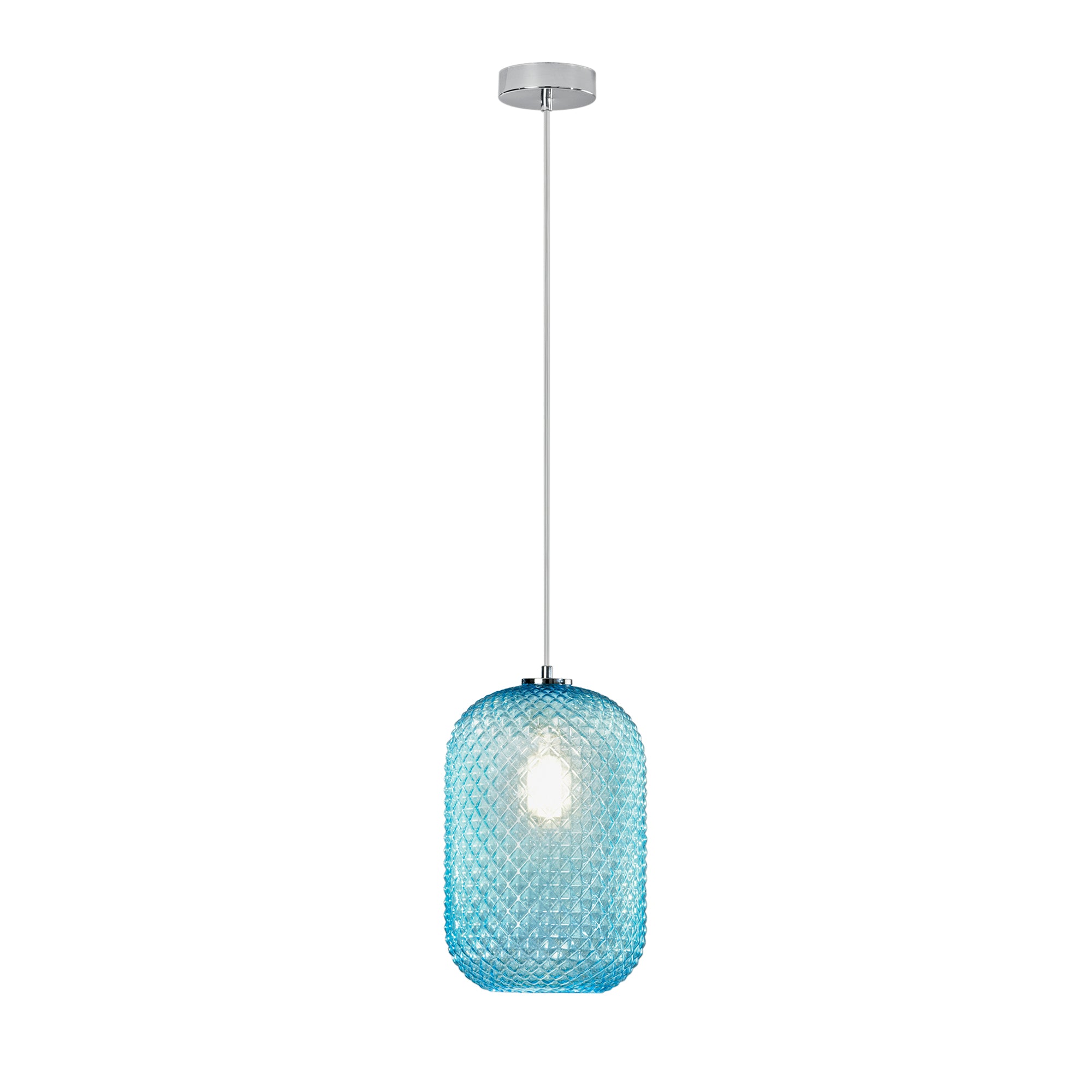 "Sospensione ASHFORD in vetro acquamare 150x20 cm. Ø"