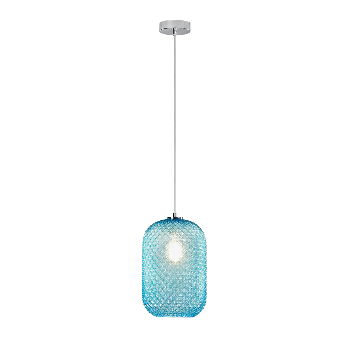 "Sospensione ASHFORD in vetro acquamare 150x20 cm. Ø"