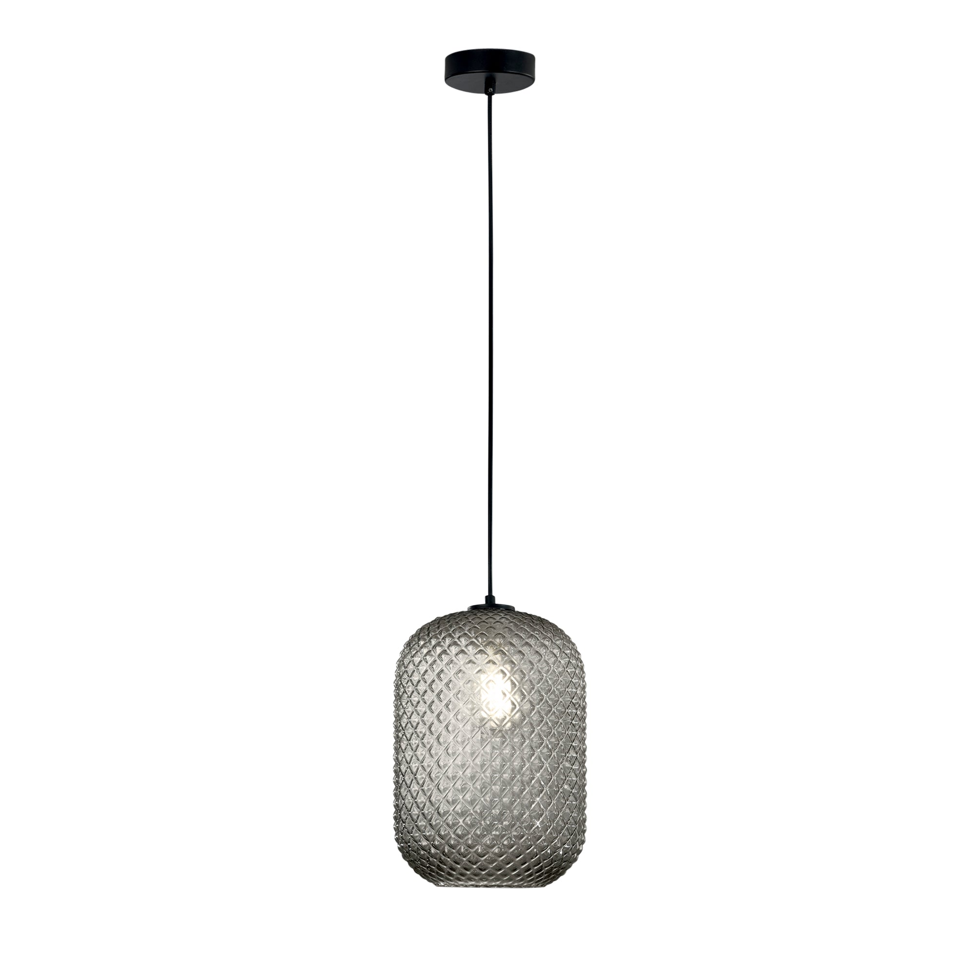 "Sospensione ASHFORD in vetro grigio 150x20 cm. Ø"