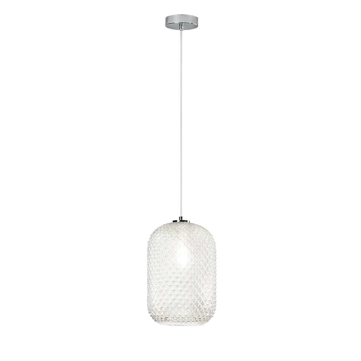 "Sospensione ASHFORD in vetro trasaprente 150x20 cm. Ø"