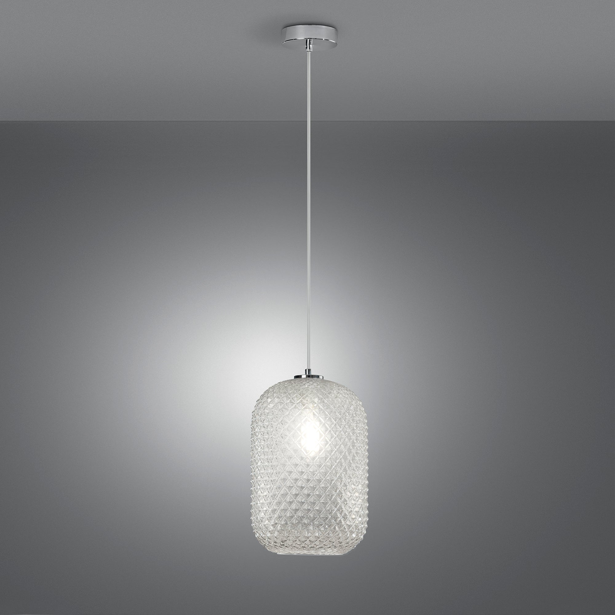 SOSPENSIONE ASHFORD OVALE TRASPARENTE 1XE27 20X150CM