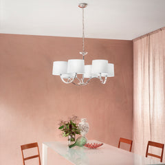 LAMPADARIO ASTORIA CROMO/BIANCO 6XE27 82X120CM