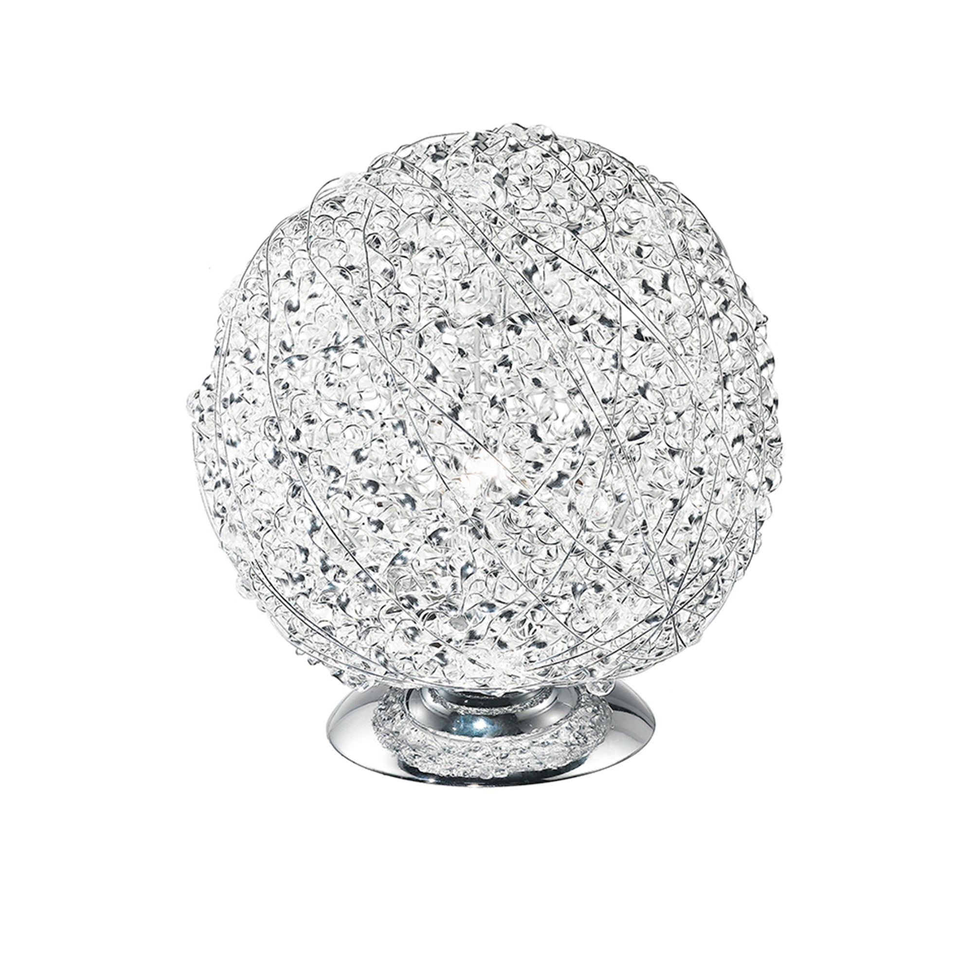 "Lampada da tavolo ASTRA in alluminio cromato e cristalli"