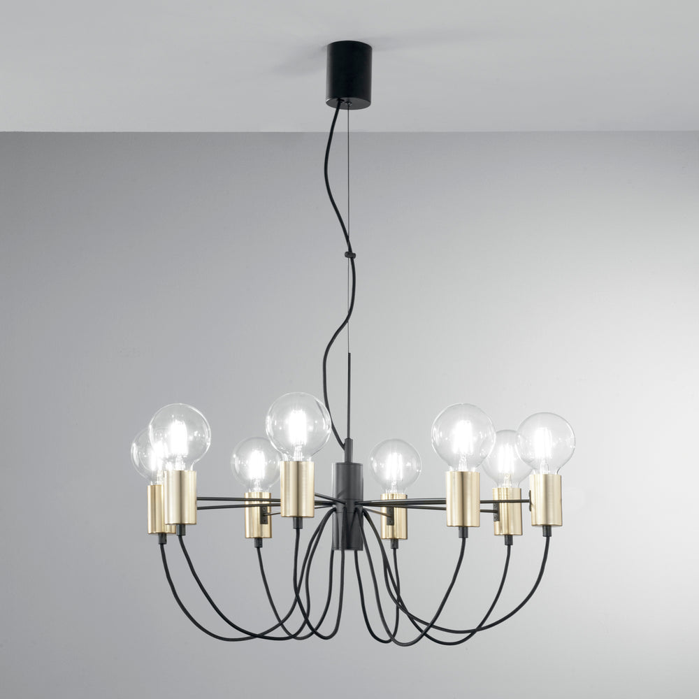 SOSPENSIONE AXON NERA/ORO 8XE27 66X7,5X143CM