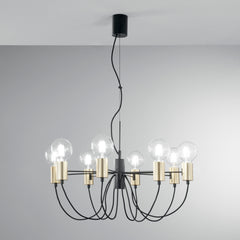 SOSPENSIONE AXON NERA/ORO 8XE27 66X7,5X143CM