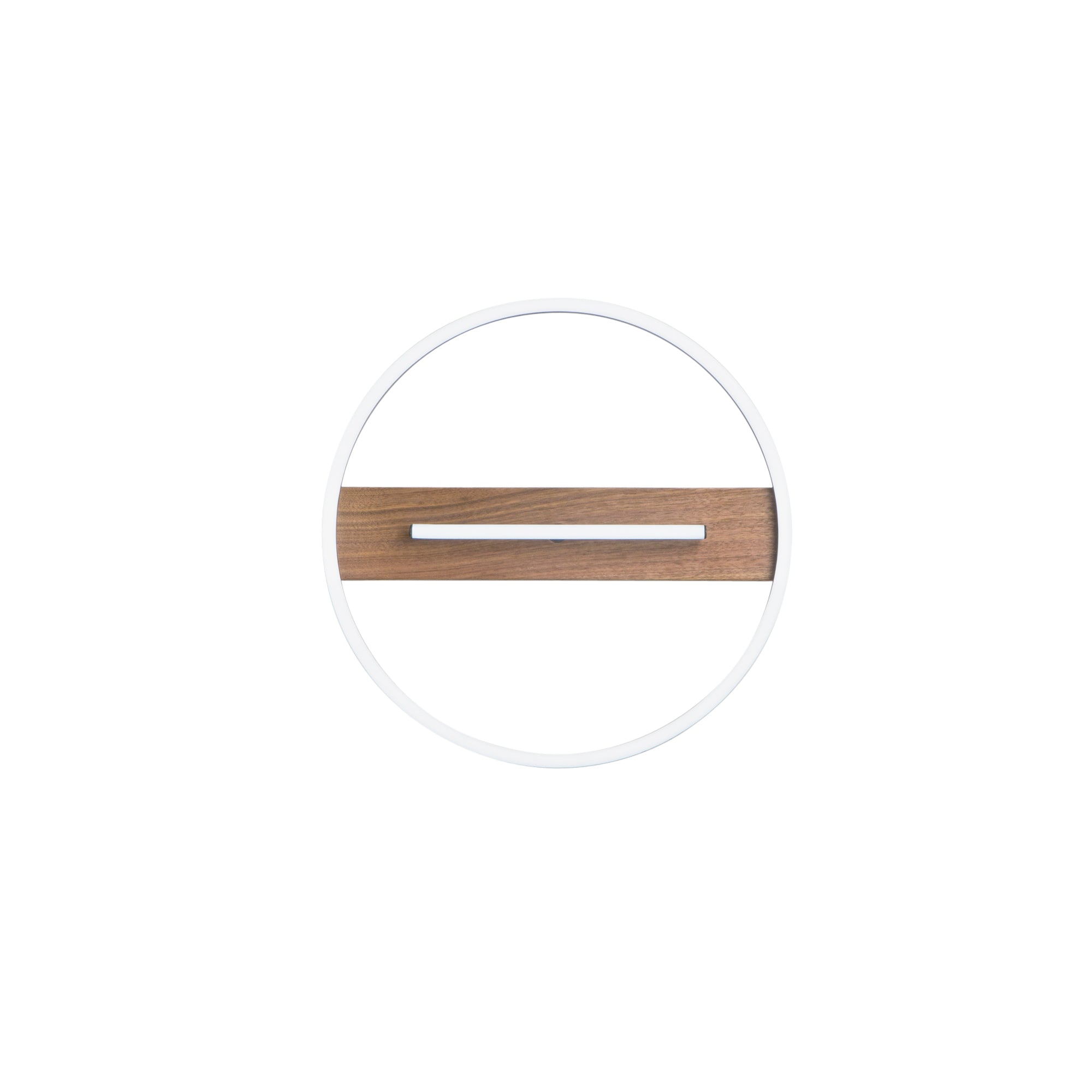 "Plafoniera LED AZIMUTH con base in legno, struttura in metallo e asta luminosa regolabille. CCT. 40,5cm. Ø"