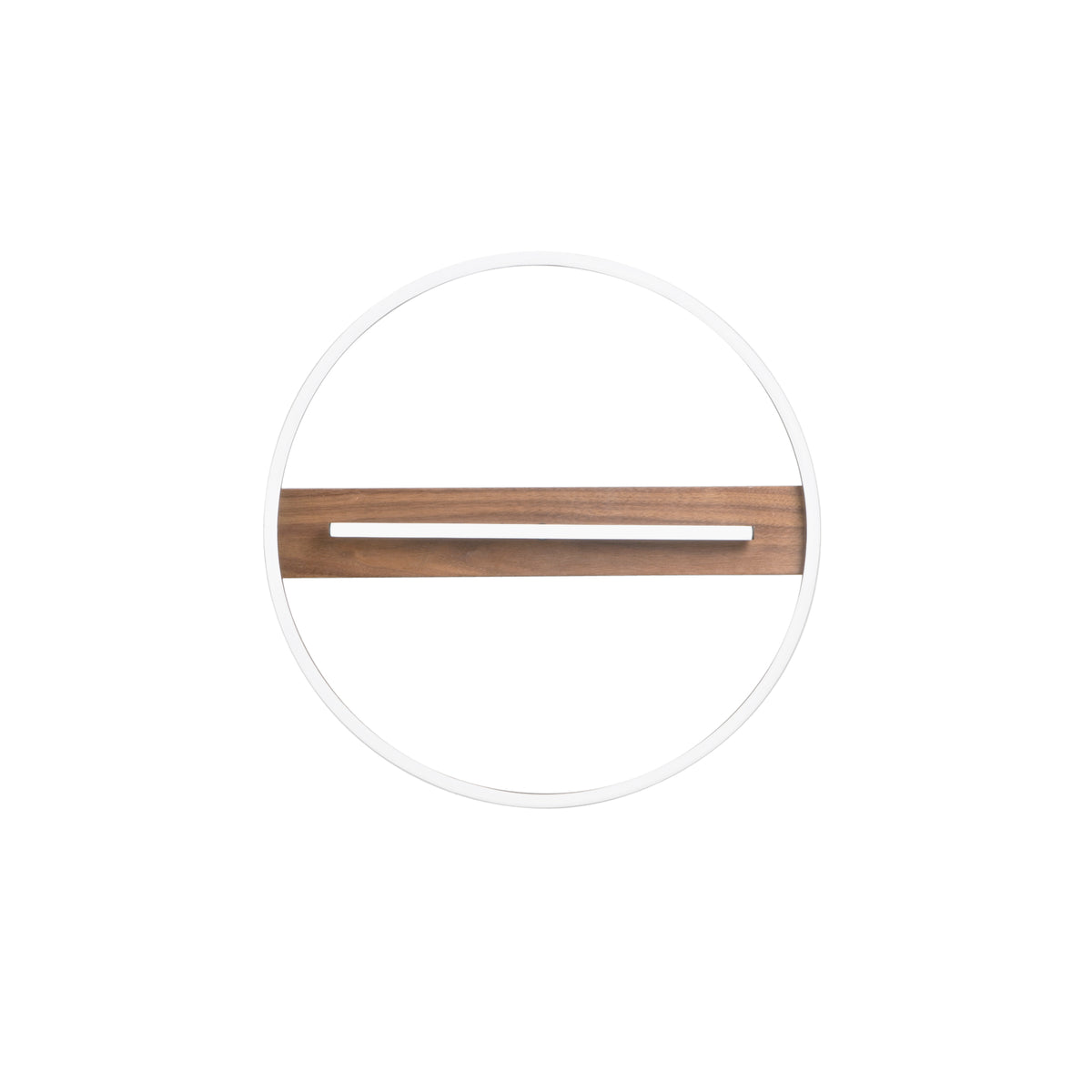 "Plafoniera LED AZIMUTH con base in legno, struttura in metallo e asta luminosa regolabille. CCT. 50cm. Ø"