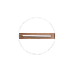 "Plafoniera LED AZIMUTH con base in legno, struttura in metallo e asta luminosa regolabille. CCT. 50cm. Ø"