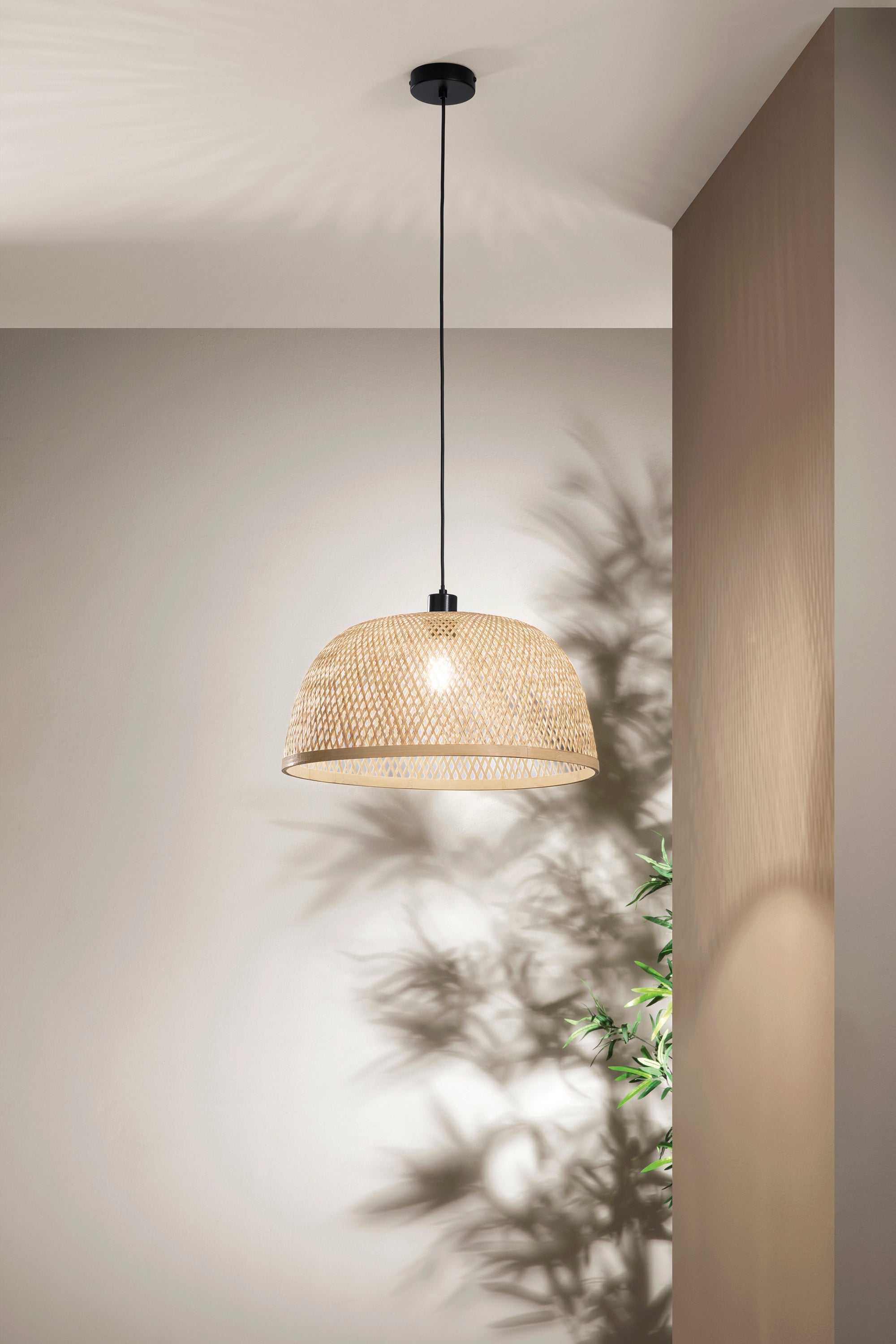 SOSPENSIONE BAMBOO IN METALLO+BAMBOO 1XE27 40W LAMP SIZE Dia48xH22CM STRUTTURA Dia48xH120CM