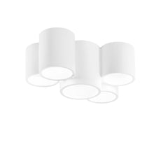 "Plafoniera BANJIE in gesso bianco verniciabile a cinque luci."