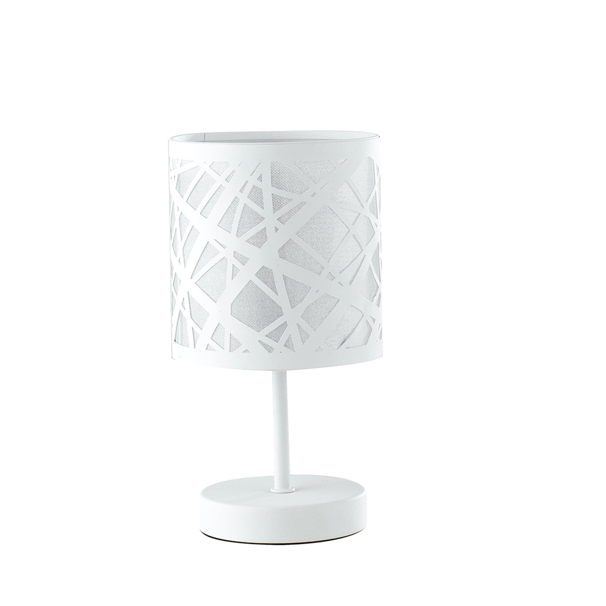 "Lampada da tavolo BATIK in acciaio bianco con decori a taglio laser"