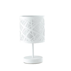 "Lampada da tavolo BATIK in acciaio bianco con decori a taglio laser"