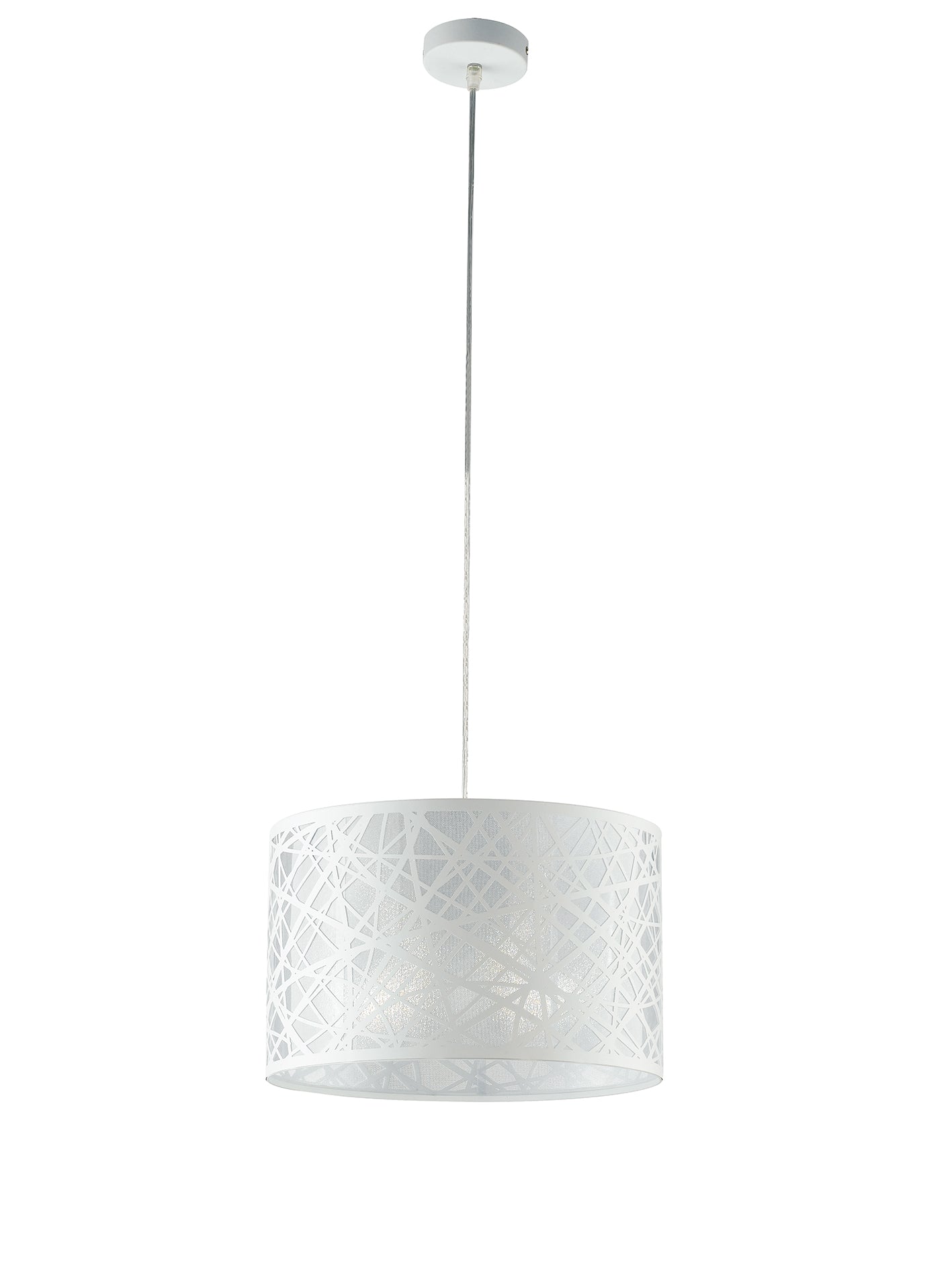 "Sospensione BATIK in acciaio bianco con decori a taglio laser 35 cm."