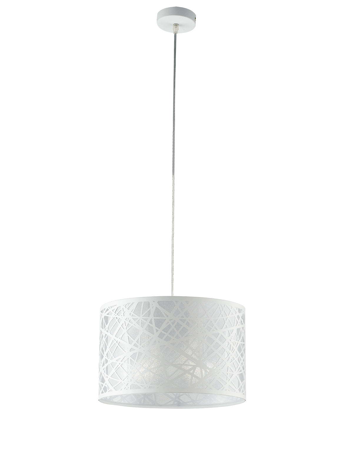 "Sospensione BATIK in acciaio bianco con decori a taglio laser 35 cm."
