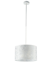"Sospensione BATIK in acciaio bianco con decori a taglio laser 35 cm."