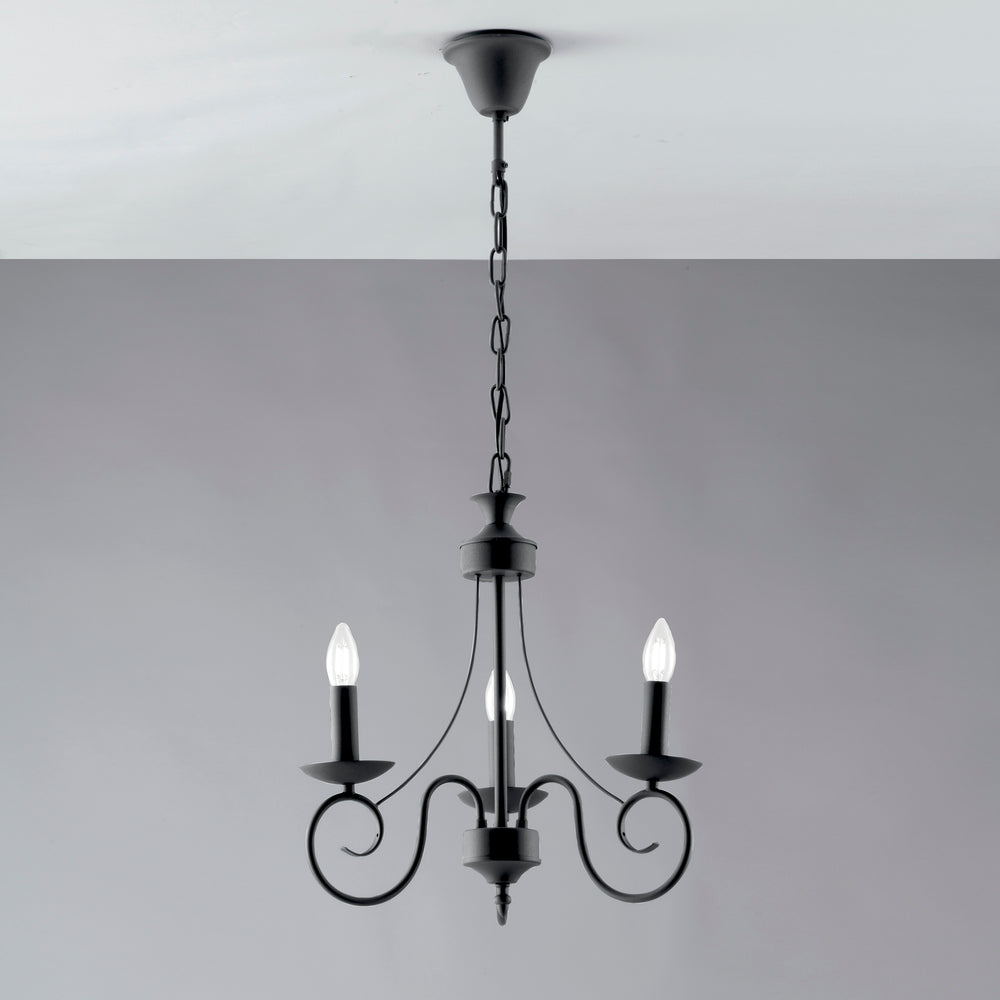 LAMPADARIO BEATRICE ANTRACITE 3XE14 37X120CM