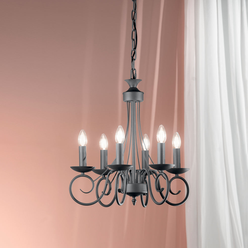 LAMPADARIO BEATRICE ANTRACITE 6XE14 50X120CM